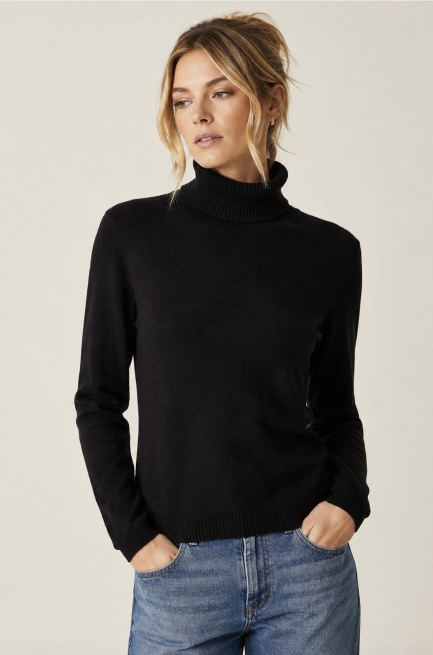 Gentle Herd 100% Cashmere Black Turtleneck Sweater Women's Small Classic Soft
